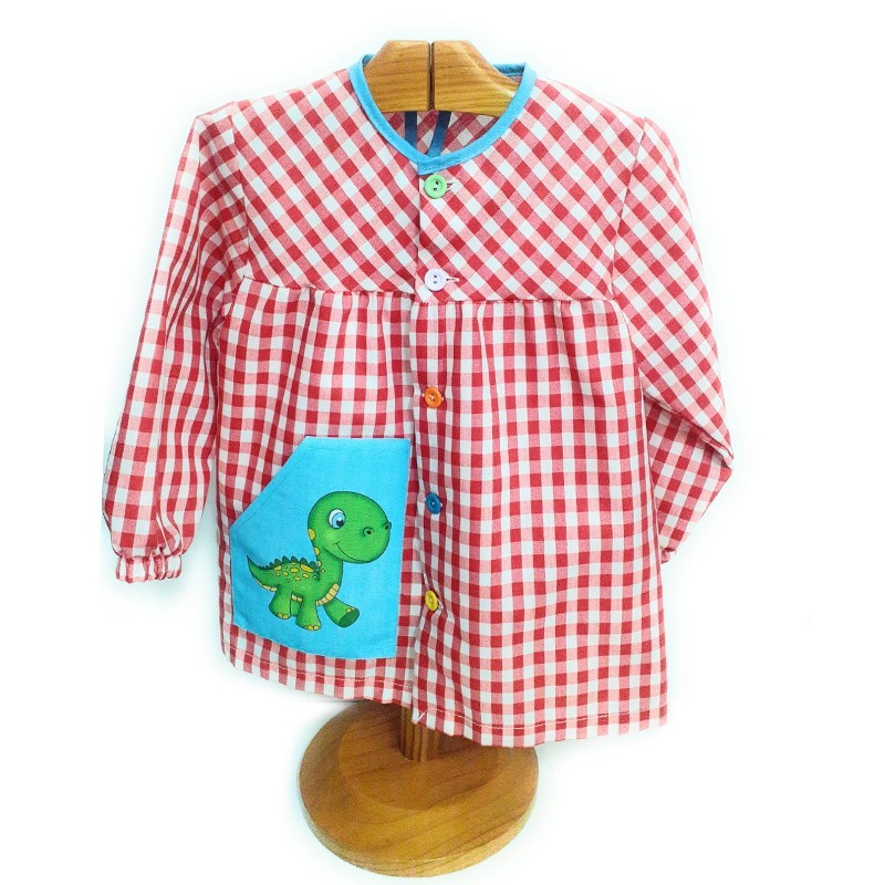 Comprar Bata infantil roja con botones Dinosaurio